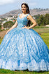 Embroidered Lace Applique Strapless Sheer Corset Ombre Ball Gown for Women 4/XS-16/3X